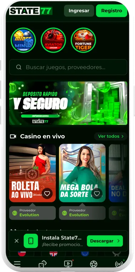 Captura de la app de State77 en Chile, pantalla 1